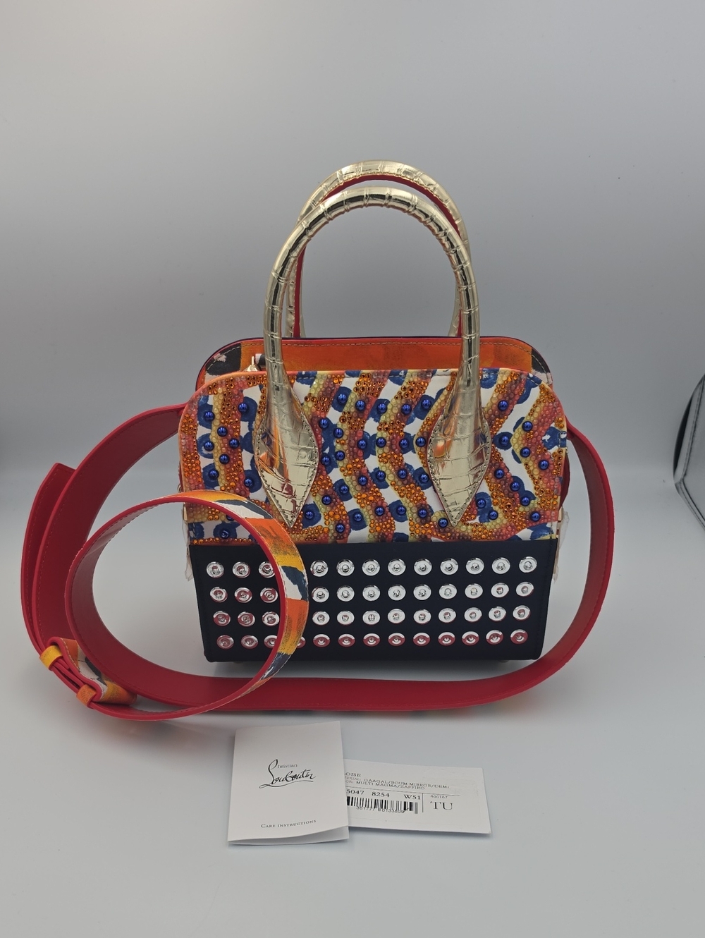 Christian Louboutin Eloise Paloma Magma Crystal Mini Embellished Tote  (NWT)COA✨